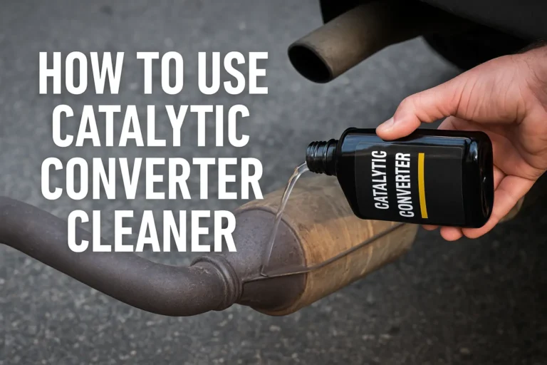 photo of a person pouring catalytic converter cleaner into a car exhaust system,